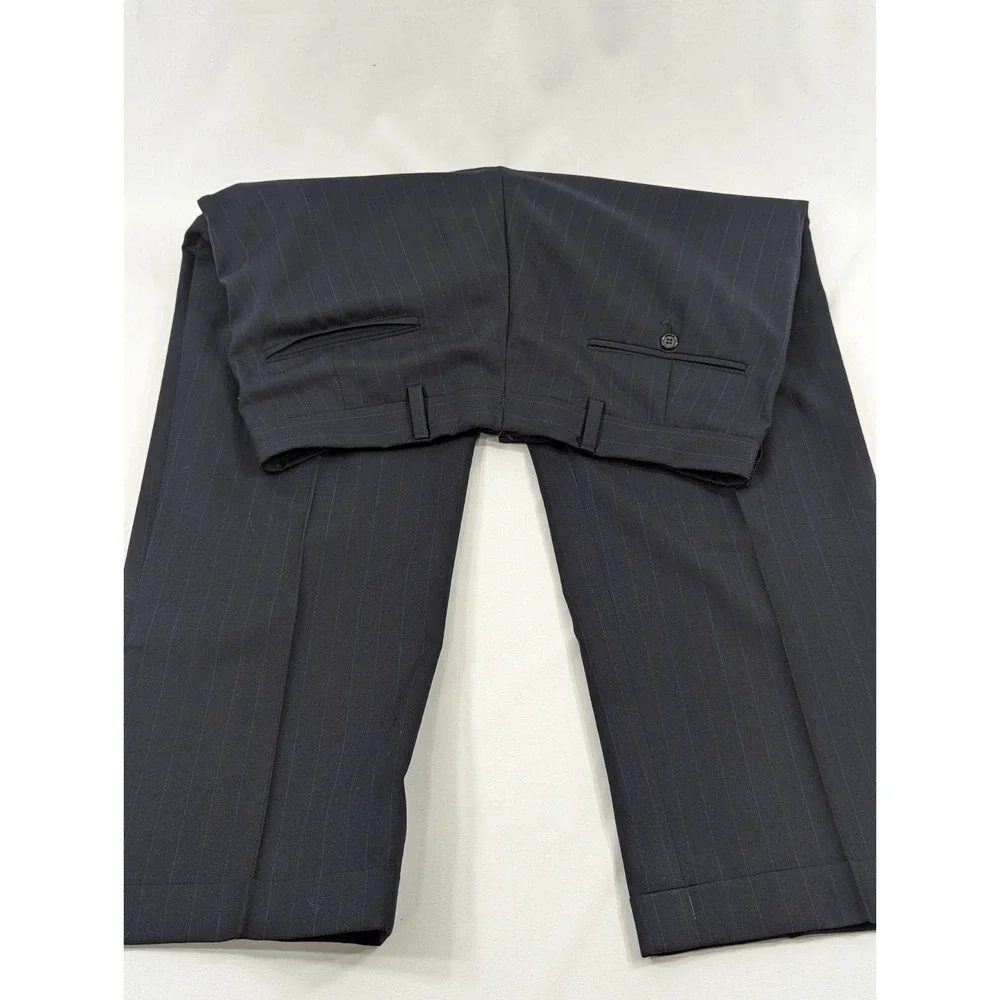 Hart Schaffner‎ Marx Blazer Suit  Wool Dark Navy Blue  Stripe 40R 32x28 2 Piece